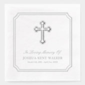 Elegant kruis in liefdevolle herinnering Zilveren  Folie Servetten (Voorkant)