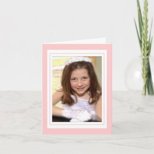 Elegant kruis in roze foto dankkaart bedankkaart (Voorkant)