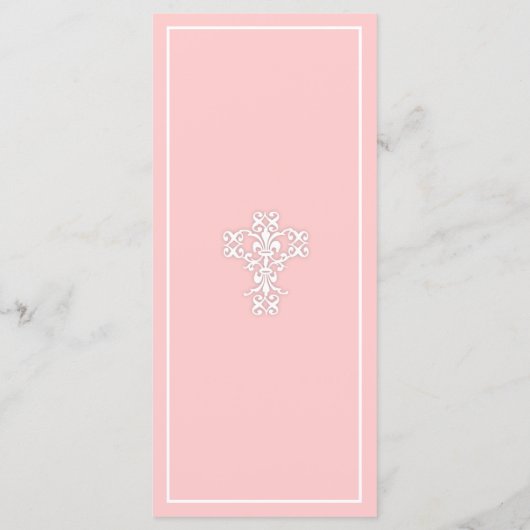 Elegant kruis in Roze Menu Page Rack-kaart (Achterkant)