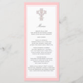 Elegant kruis in Roze Menu Page Rack-kaart (Voorkant)