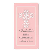 Elegant kruis in roze voor Sticker Label (Voorkant)
