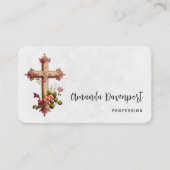 Elegant kruis met roze bloemen visitekaartje (Voorkant)