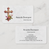 Elegant kruis met roze bloemen visitekaartje (Voorkant / Achterkant)