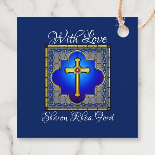 Elegant kruis - Zie achterkant - Bedankjes Labels (Achterkant)