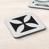 Elegant kruispatroon zwart, lichtgrijs bier onderzetter (Linkerzijde)