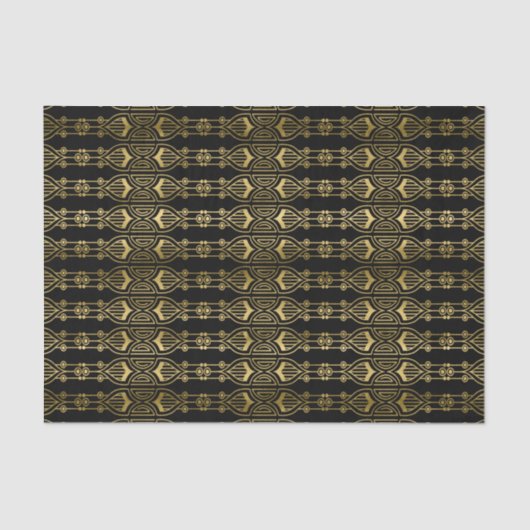 elegant kunstdecopatroon zwart goudweefsel tissuepapier (Voorkant)