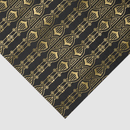 elegant kunstdecopatroon zwart goudweefsel tissuepapier (Detail)