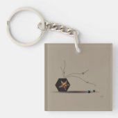 Elegant kunstgedicht beige kustgedenkteken sleutelhanger (voorkant)