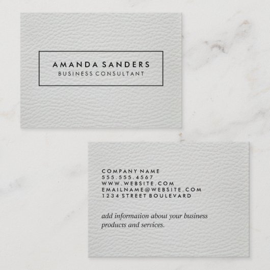 Elegant kunstleder visitekaartje (Voorkant / Achterkant)