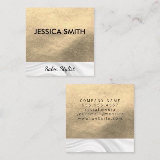 Elegant kunstleder | Zijde Vierkante Visitekaartje (Voorkant / Achterkant)