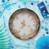 Elegant  kunstwerk Gold Bird Swallow Papieren Bordje (Feest)