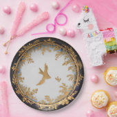 Elegant  kunstwerk Gold Bird Swallow Papieren Bordje (Feest)