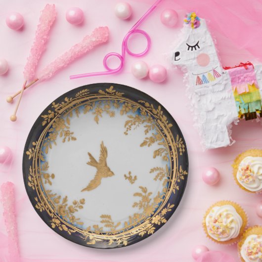 Elegant kunstwerk Gold Bird Swallow Papieren Bordje (Feest)