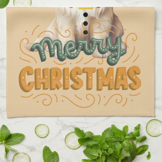 Elegant  kunstwerk Santa dog Christmas Theedoek (Gevouwen)
