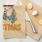 Elegant  kunstwerk Santa dog Christmas Theedoek (Quarter Fold)