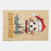 Elegant  kunstwerk Santa dog Christmas Theedoek (Horizontaal)