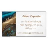 Elegant, kunstzinnig abstract, blauwgroen goud magnetisch visitekaartje (Voorkant)