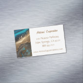 Elegant, kunstzinnig abstract, blauwgroen goud magnetisch visitekaartje (Voorbeeld)