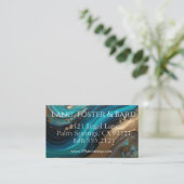 Elegant, kunstzinnig abstract, blauwgroen goud visitekaartje (Staand voorkant)