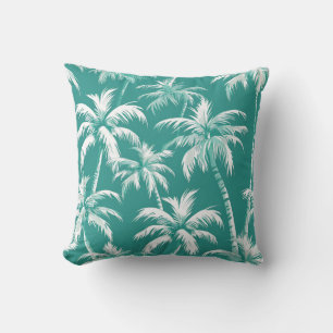 Elegant Kust Palm Patroon Teal Tropisch Ontwerp Kussen