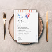 Elegant Kustbruiloft Tafel Menu Kaarten Flat Menu