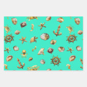 Elegant kustthema nautisch blauw en wit inpakpapier vel (Voorkant 2)