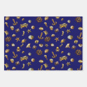 Elegant kustthema nautisch blauw en wit inpakpapier vel (Voorkant)