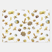 Elegant kustthema nautisch blauw en wit inpakpapier vel (Voorkant 3)