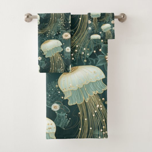 Elegant kwallenpatroon - aangepaste naam bad handdoek (Insitu)