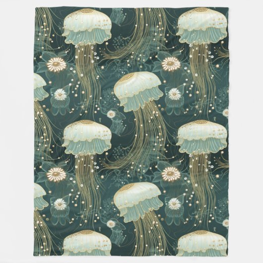 Elegant kwallenpatroon - aangepaste naam fleece deken (Voorkant)