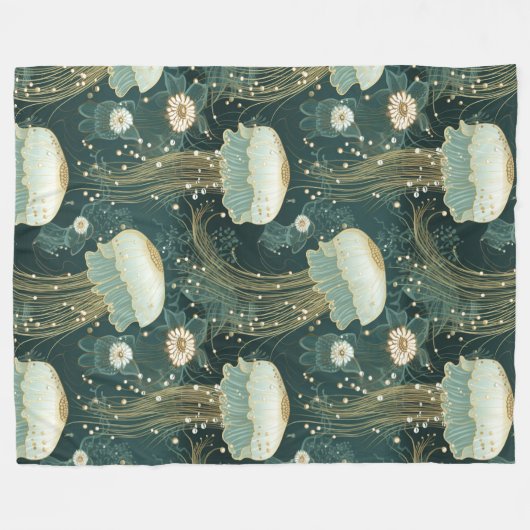 Elegant kwallenpatroon - aangepaste naam fleece deken (Voorkant (Horizontaal))