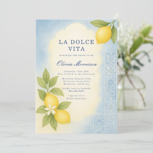 Elegant La Dolce Vita Italian Bridal Shower Kaart (Staand voorkant)