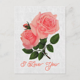 Elegant  La France Roos Floral I Love You Briefkaart