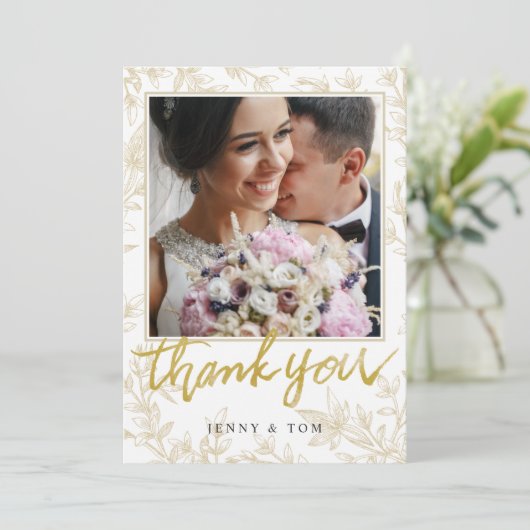 Elegant laat foto aangepaste bruiloft bedankkaart (Staand voorkant)