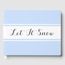 Elegant laat het sneeuwtekst zacht blauw wit strep gastenboek