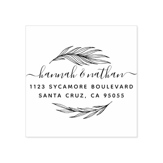 Elegant laat minimalistisch script trouwadres rubberstempel (Afrduk)