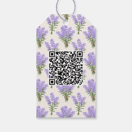 Elegant Label met lavendelthema met QR-code Cadeaulabel (Achterkant)