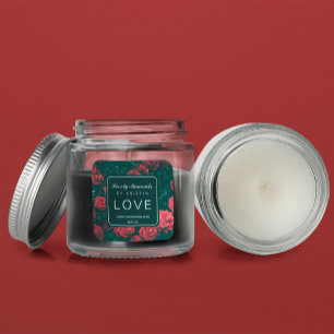 Elegant label rode bloemen