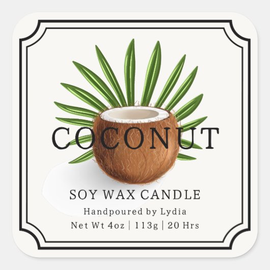 Elegant label voor kokos sojawas kaarsen (Voorkant)