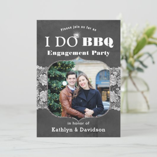 Elegant Lace 5 Uitnodiging van de Fotobezoeker van (Staand voorkant)