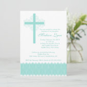 Elegant Lace Baptisme | Christening Cross Kaart (Staand voorkant)