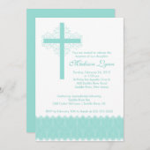 Elegant Lace Baptisme | Christening Cross Kaart (Voorkant / Achterkant)
