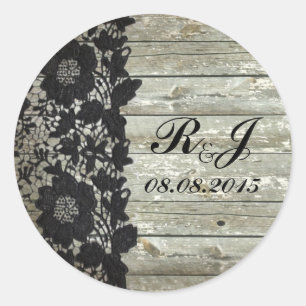 Elegant lace barn country bruiloft bedankt ronde sticker