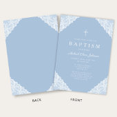 Elegant Lace Blue Baby Boy Baptism Kaart