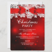 Elegant Lace & Bow Kerstfeestdag Uitnodiging (Voorkant)