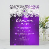 Elegant Lace Bow Paarse kerstfeestdag Kaart (Staand voorkant)
