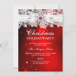 Elegant Lace Bow Red Kerstfeestdag Kaart