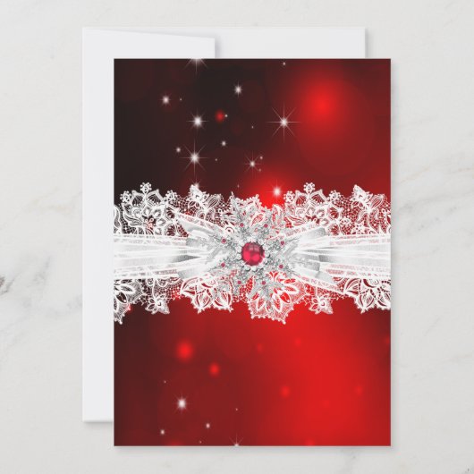 Elegant Lace Bow Red Kerstfeestdag Kaart (Achterkant)