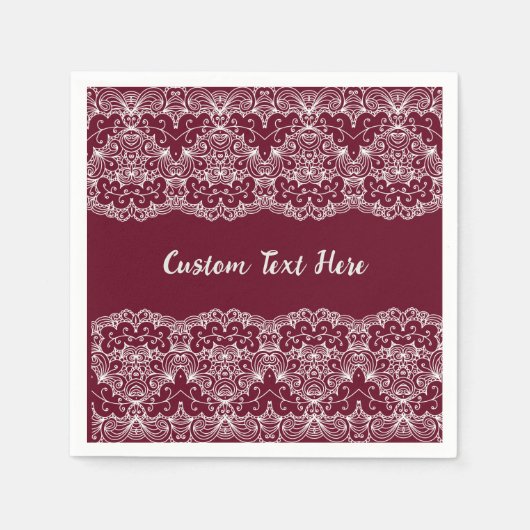 Elegant  Lace Burgundy Cream Persoonlijk Servet (Voorkant)