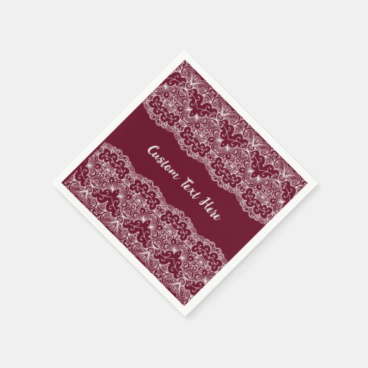 Elegant  Lace Burgundy Cream Persoonlijk Servet (Hoek)